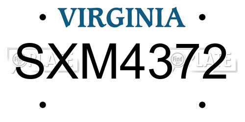 SXM4372 Virginia License Plate