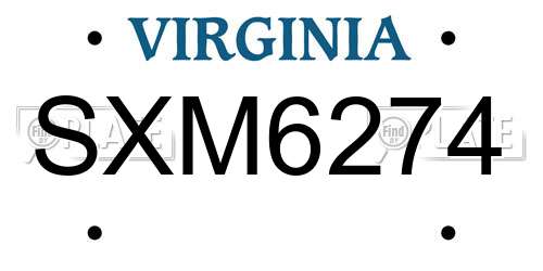 SXM6274 Virginia License Plate