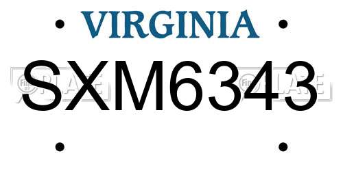 SXM6343 Virginia License Plate