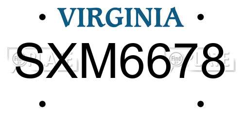 SXM6678 Virginia License Plate