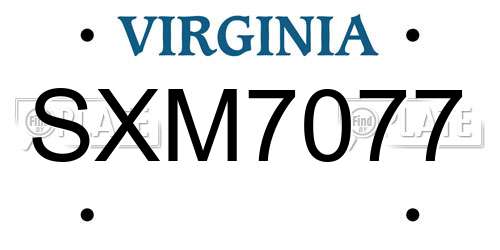 SXM7077 Virginia License Plate