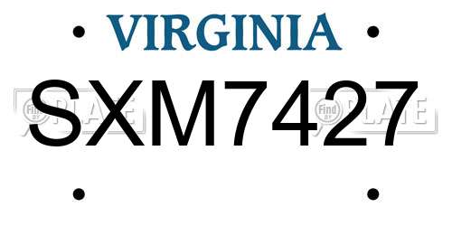 SXM7427 Virginia License Plate