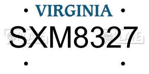 SXM8327 Virginia License Plate