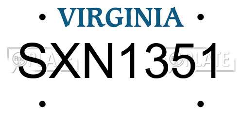 SXN1351 Virginia License Plate