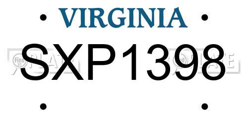 SXP1398 Virginia License Plate