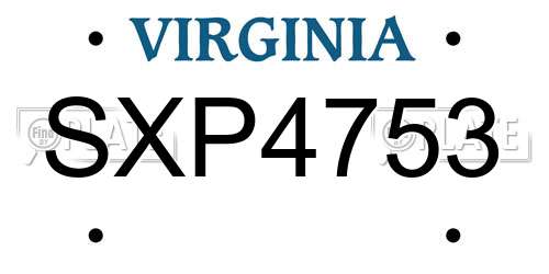 SXP4753 Virginia License Plate
