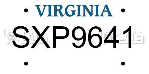 SXP9641 Virginia License Plate