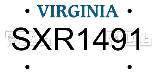 SXR1491 Virginia License Plate