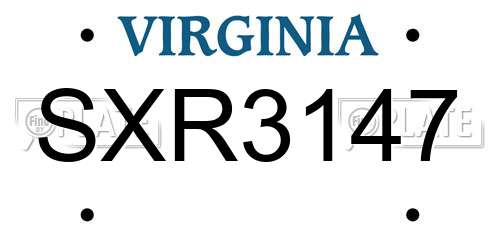 SXR3147 Virginia License Plate