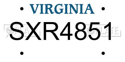 SXR4851 Virginia License Plate