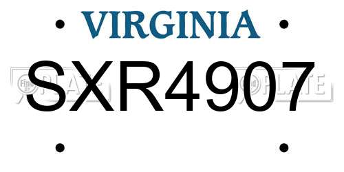 SXR4907 Virginia License Plate
