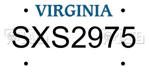 SXS2975 Virginia License Plate