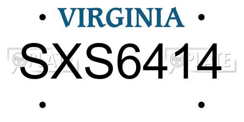 SXS6414 Virginia License Plate