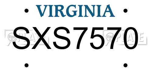 SXS7570 Virginia License Plate