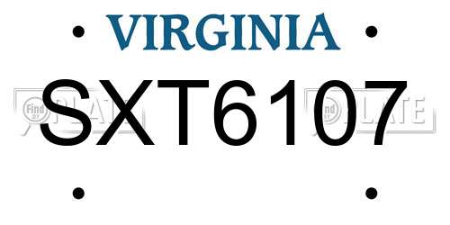 SXT6107 Virginia License Plate