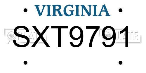 SXT9791 Virginia License Plate