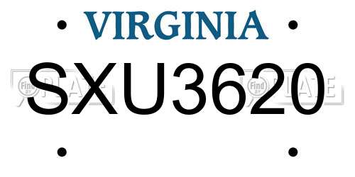 SXU3620 Virginia License Plate