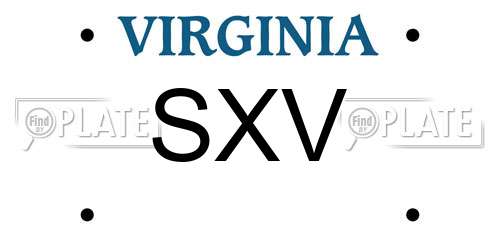 SXV Virginia License Plate