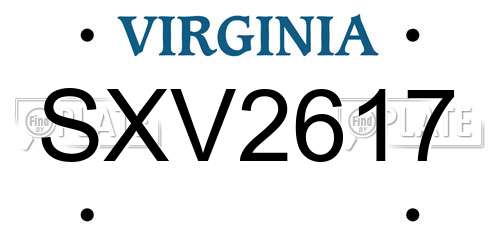 SXV2617 Virginia License Plate