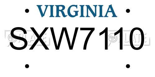 SXW7110 Virginia License Plate