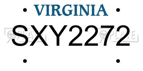 SXY2272 Virginia License Plate