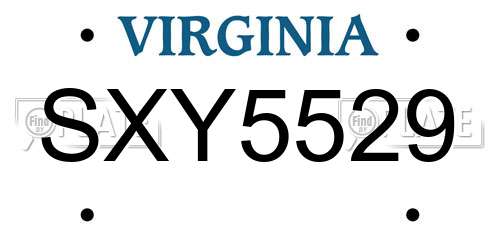 SXY5529 Virginia License Plate