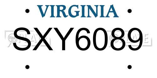 SXY6089 Virginia License Plate
