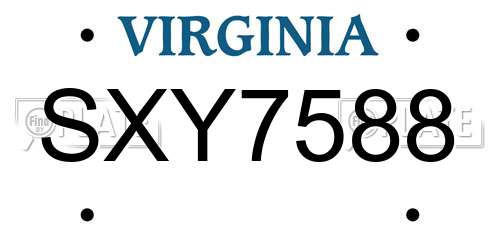 SXY7588 Virginia License Plate