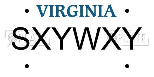 SXYWXY Virginia License Plate