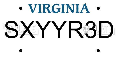 SXYYR3D Virginia License Plate