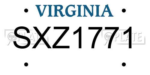 SXZ1771 Virginia License Plate