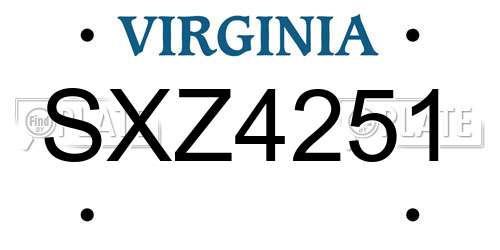 SXZ4251 Virginia License Plate