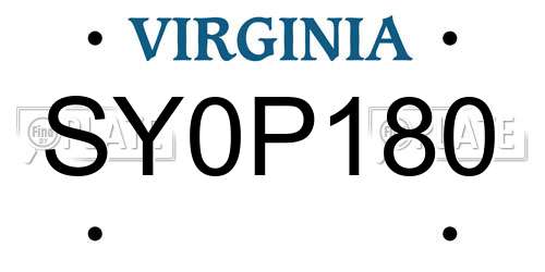 SY0P180 Virginia License Plate
