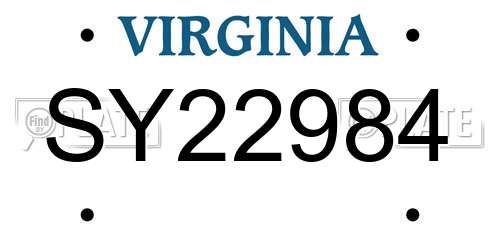 SY22984 Virginia License Plate