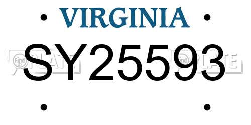 SY25593 Virginia License Plate