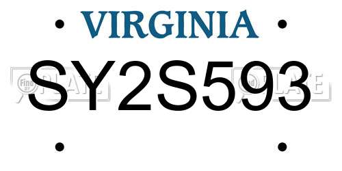 SY2S593 Virginia License Plate