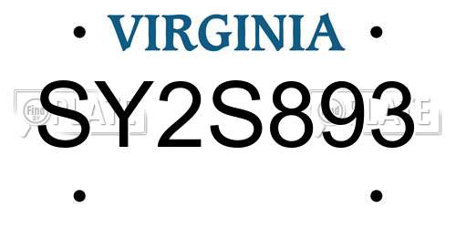 SY2S893 Virginia License Plate