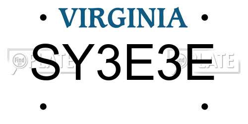 SY3E3E Virginia License Plate