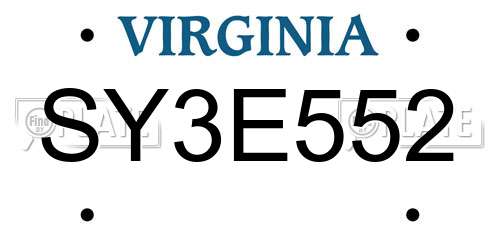 SY3E552 Virginia License Plate