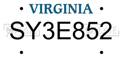 SY3E852 Virginia License Plate