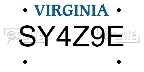 SY4Z9E Virginia License Plate
