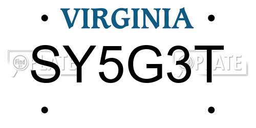 SY5G3T Virginia License Plate