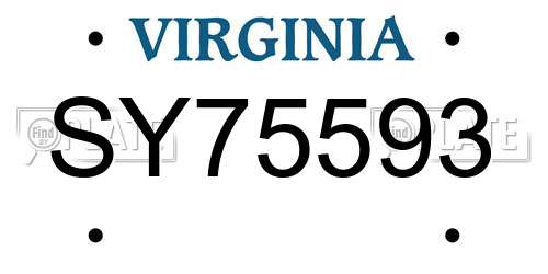 SY75593 Virginia License Plate