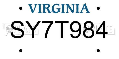 SY7T984 Virginia License Plate