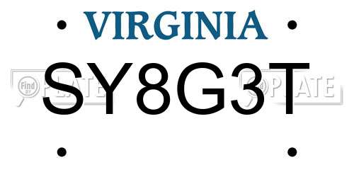 SY8G3T Virginia License Plate