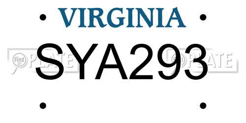 SYA293 Virginia License Plate