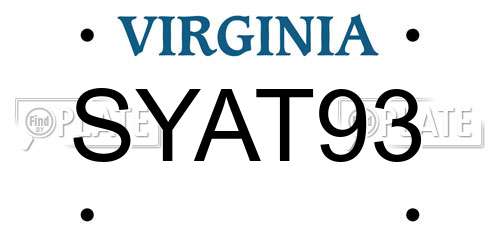 SYAT93 Virginia License Plate