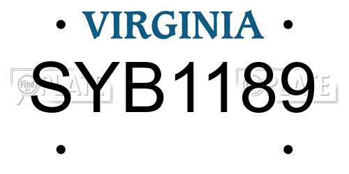 SYB1189 Virginia License Plate