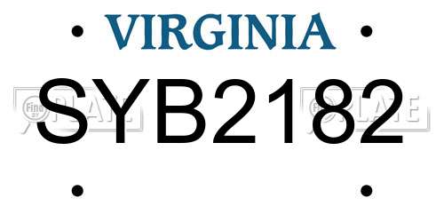 SYB2182 Virginia License Plate