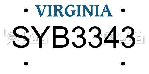 SYB3343 Virginia License Plate